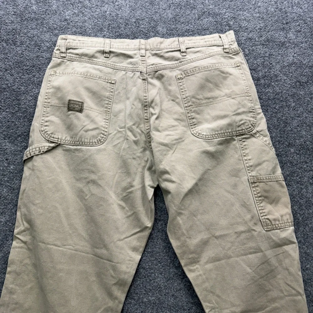 Wrangler Carpenter Pants Mens 36x34 Khaki Tan 28 Inseam Utility Workwear Denim